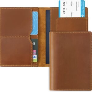 Jack&Chris Leather Passport Holder, Handmade Passport cover, Travel Wallet Cover Case for Men and Women, Leather Travel Documents Organizer Protector, JC107