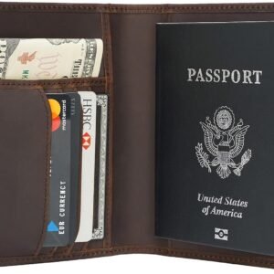 Polare Slim RFID Blocking Leather Passport Holder Travel Bifold Wallet For Men