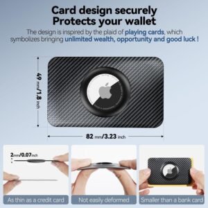 for Apple Airtags Wallet Holder 2 Pack, Carbon Fiber Ultra Thin Insert Card Case for Apple Air Tag, Airtags Card Holder for for Purse, Backpack Wallet, Handbag, Clutch Bag- Black