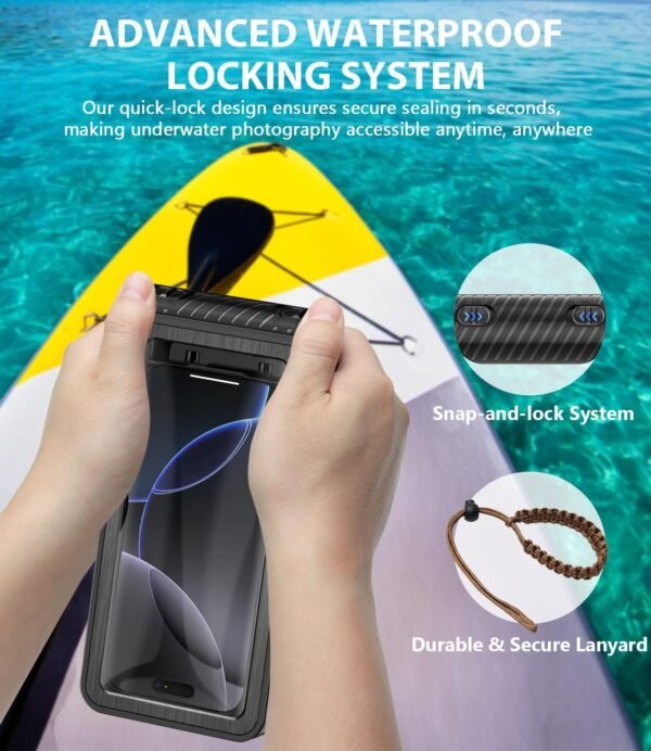 Waterproof Phone Case for Snorkeling - Underwater Touchscreen Housing, Universal Underwater Photo&Video Diving Case for iPhone 16/15/14 Pro Max Samsung Galaxy S25/S24 Ultra Up to 6.9'' Black - Image 6
