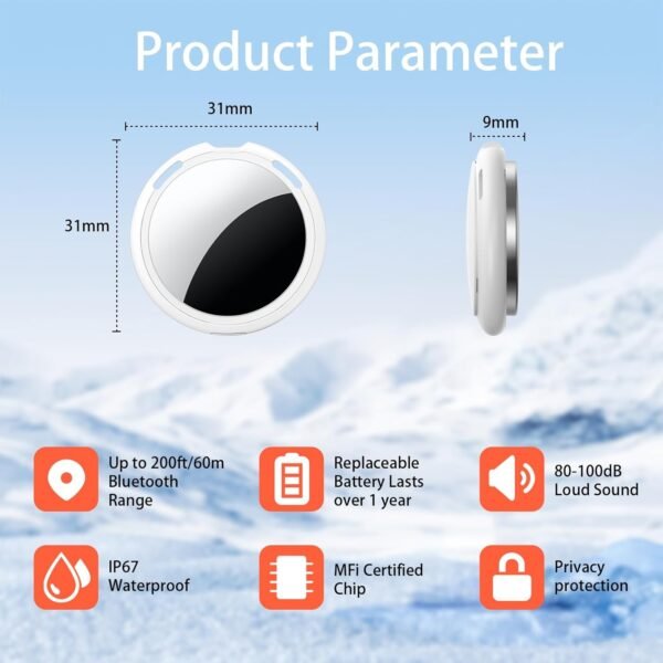 2 Pack Air Tracker Tag [Apple MFi Certified] Pair with Apple Find My(iOS Only) Bluetooth Smart Air Tag Key Finder Item Locator Waterproof Finder Worldwide Tracking for Pet Wallet Backpack Dog Luggage - Image 7