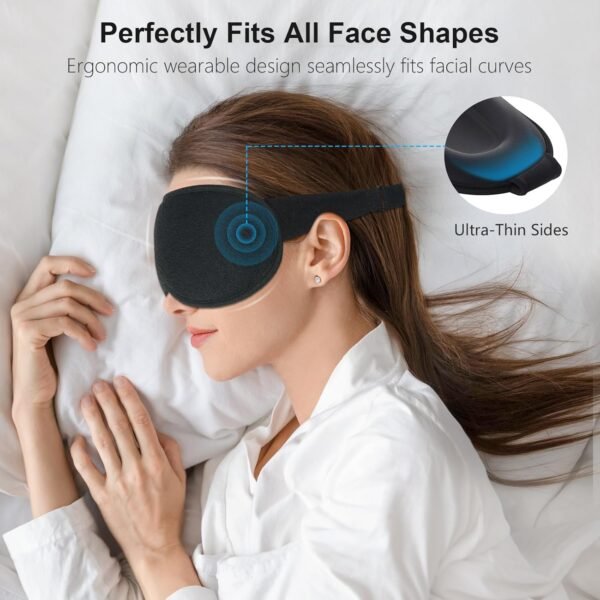 Gritin 100% Blackout Sleep Eye Mask for Women Men, Zero Pressure Sleeping Mask - Ergonomic Design 3D Cutout Eye Movement and Eyelash Friendly Night Blindfold, Ultra Soft Comfortable for Sleeping - Image 4