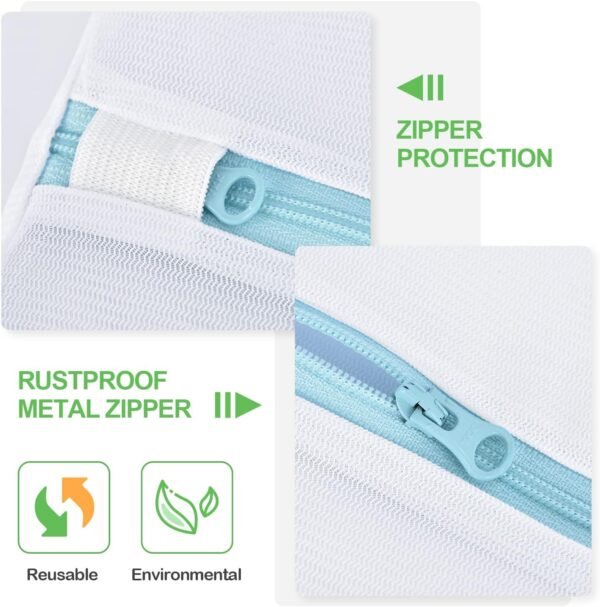 OTraki Large Mesh Washing Bag 43 x 35 in XL Laundry Bag Washer Machine Net Protector Large Washer Bag for Travel Camp College Student Dress Bedding Blanket Sheet Robe Cleaning Organizer Blue - Image 4