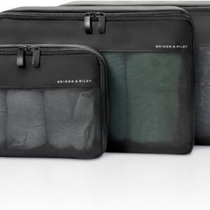 Briggs & Riley Carry On Compression Packing Cube Set – Bag Organizer for Suitcase & Luggage, Travel Essentials for Women & Men, Pack Accessories for Vacation, Maximize Storage Space – 3-Piece, Black
