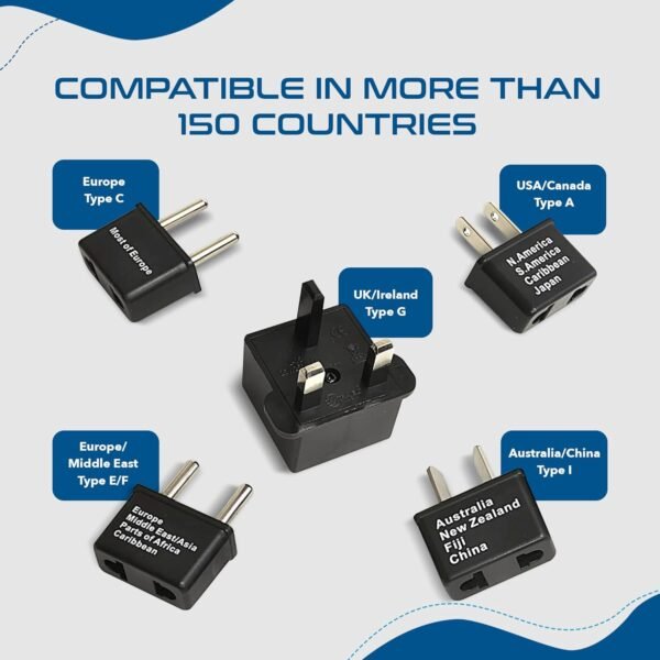 Ceptics International Worldwide Travel Plug Adapter 5 Piece Set, Great for Cell Phones, Battery Chargers, Laptops to Work in Most Countries - Image 3