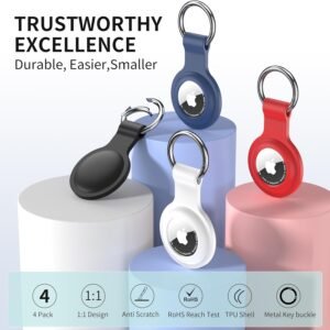 Air Tag Holder for AirTag Case Keychain,Silicone for AirTags Keychain Ring Cases Cover Tags for Apple GPS Tracker Item Tag Finders for AirTag Accessories Air Tags-4 Pack for Airtag Holder for Kids