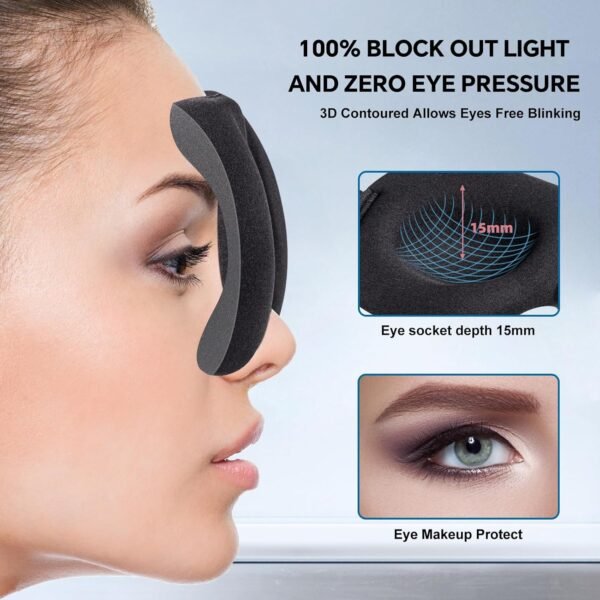 YIVIEW Sleep Mask for Back and Side Sleeper Pack of 3, 100% Light Blocking 3D Eye Masks for Sleeping, Lightweight & Breathable Eye Cover for Women Men, Zero Pressure Night Blindfold - Image 5