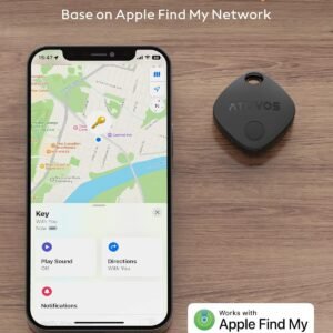 ATUVOS Air Tracker Tags-4 Pack, Bluetooth Luggage Tracker Works with Apple Find My APP (iOS Only, Not for Android), Keys Finder and Item Locator for Luggage, Backpack, Suitcases, Replaceable Battery