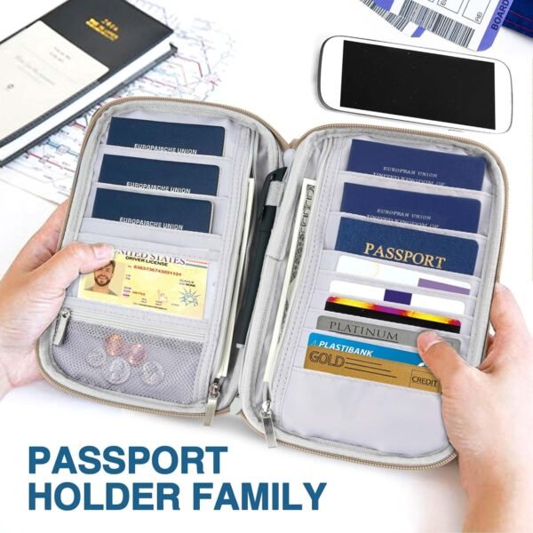 Passport Holder Family, Women Rfid Blocking Passport Wallet, Travel Document Organizer Premium Wallets Passport Holders Bag - Image 6