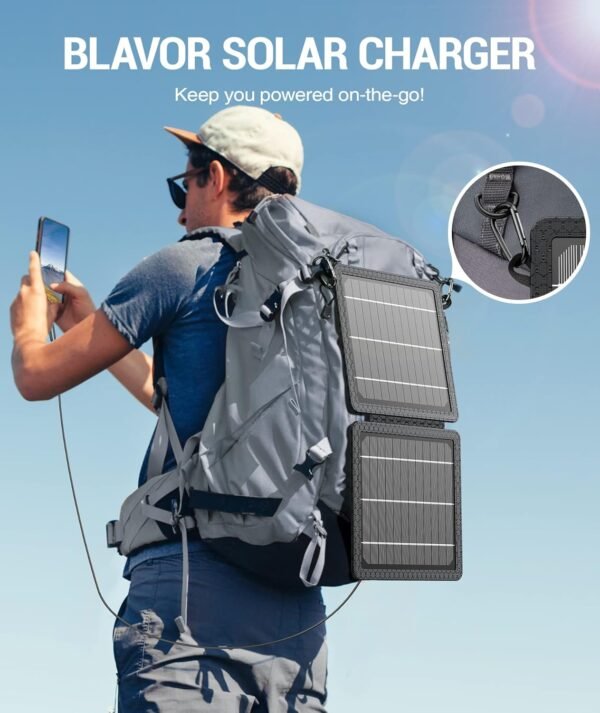 BLAVOR 10W Portable Solar Charger(5V/2A Max), Small Foldable Solar Panel with USB-C USB-A Outputs Compatible with Cell Phone Tablet, IPX4 Waterproof for Camping, Hiking, Backpacking - Image 7