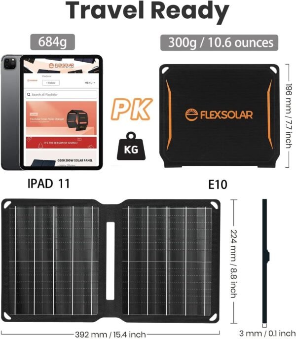 FlexSolar 10W Portable Solar Chargers 5V USB Small Power Emergency ETFE Panels Foldable IP67 Waterproof Camping Hiking Backpacking for Phones Fans Flashlight Watches Small Power Banks Battery Packs - Image 4