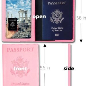Sizobi Leather Passport Holder Covers, Passport Holder for Travel Women, RFID Blocking Wallet Case, International Travel Must Haves Travel Accessories for Women Men,Cruise Ship Essentials Gifts, Pink