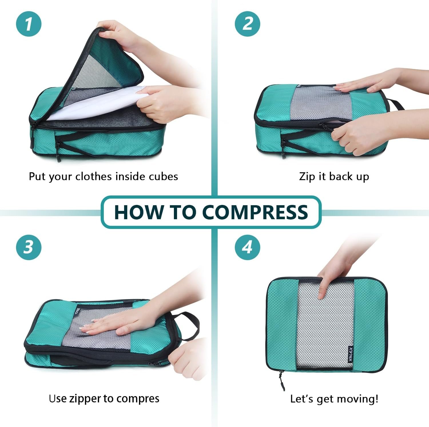 Compression Packing Cubes for Suitcases,5 Set Travel Essentials, Lightweight Luggage Organizer Bags, Travel Cubes for Carry on - Image 5