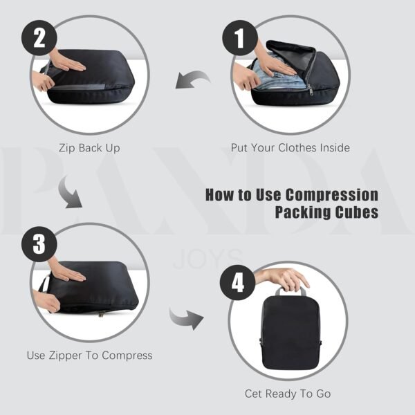 4 Set Compression Packing Cubes Travel - Travel Accessories Expandable Packing Organizers for Carry On - Essentials Luggage Bags - Image 2