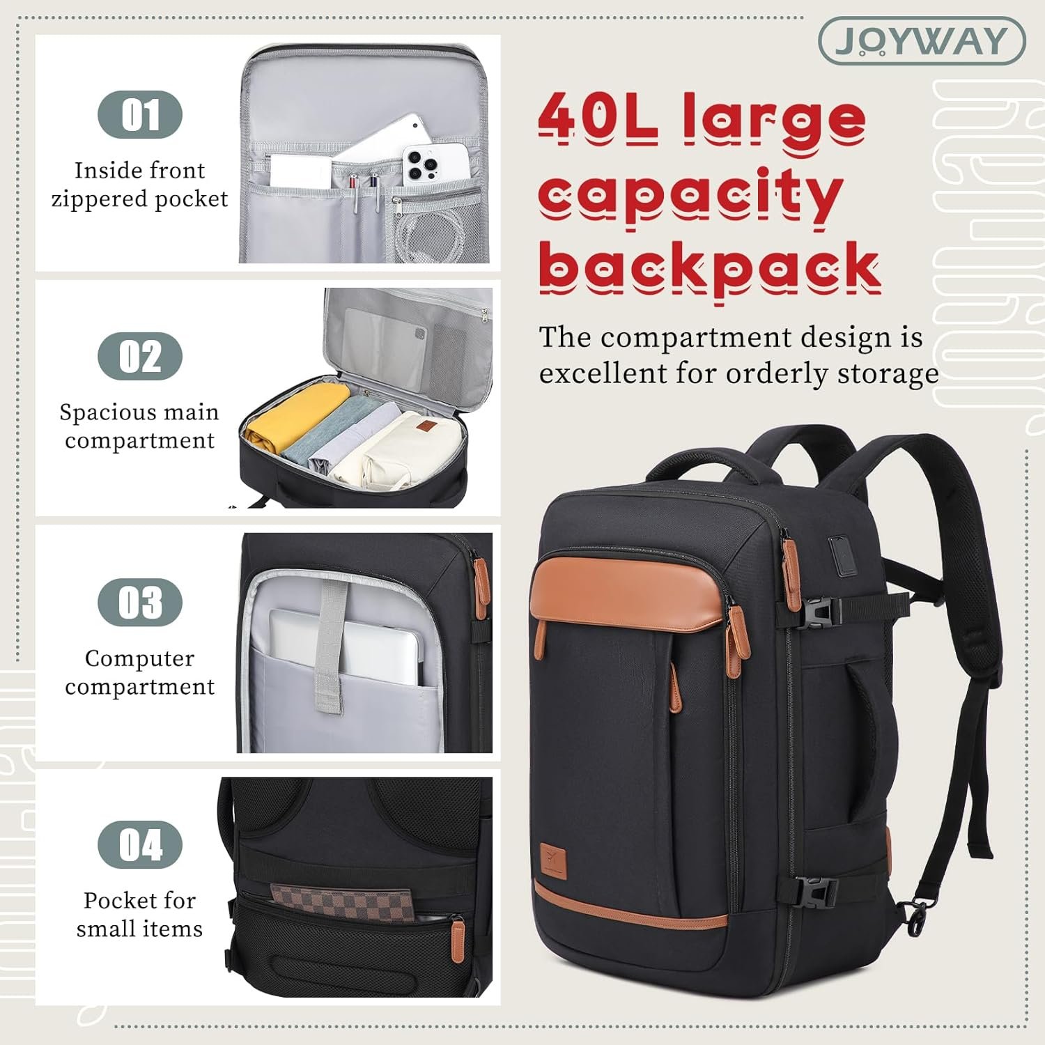 Joyway Expandable Luggage Sets 5 Piece, Lightweight Hard Shell Travel Suitcase Set with Spinner Wheels and TSA Lock - Image 5