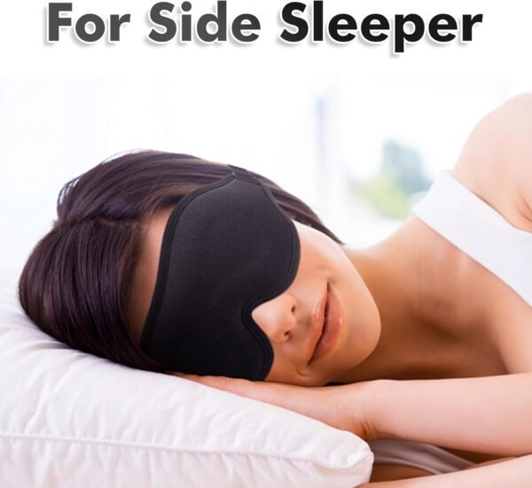 Sleep Eye Mask for Side Sleeper, Lash Extensions 3D Contoured Cup Sleeping Mask for Men Women, Travel Blackout Night Blindfold Eye Shade Cover with Adjustable Strap (Black-Side Sleeper) - Image 3