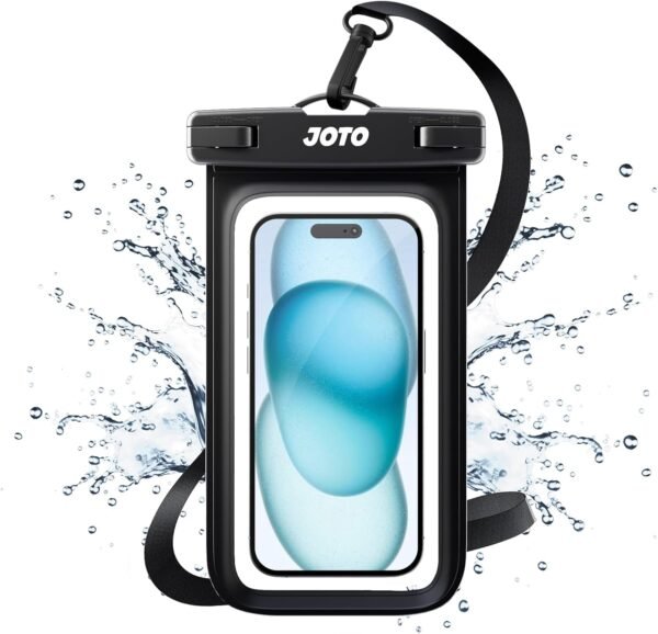 JOTO Up to 7" Universal Waterproof Phone Case for iPhone 16 15 14 13 Plus Pro Max, IPX8 Cellphone Dry Bag 12 11 Pro Max XR X 8 7 6S Plus SE, Galaxy S23 S22 S21 S20+ S20 S10 Plus Note, Pixel -Black