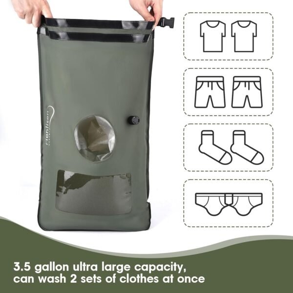 Portable Washing Machine for Camping RVing Travel Laundry Solution Washbag Kid Clothes Manual Washer Camp Dry Bags Self-sufficient Hand Wash Bag Backpacking Traveller RV Adventures Essential - Image 4
