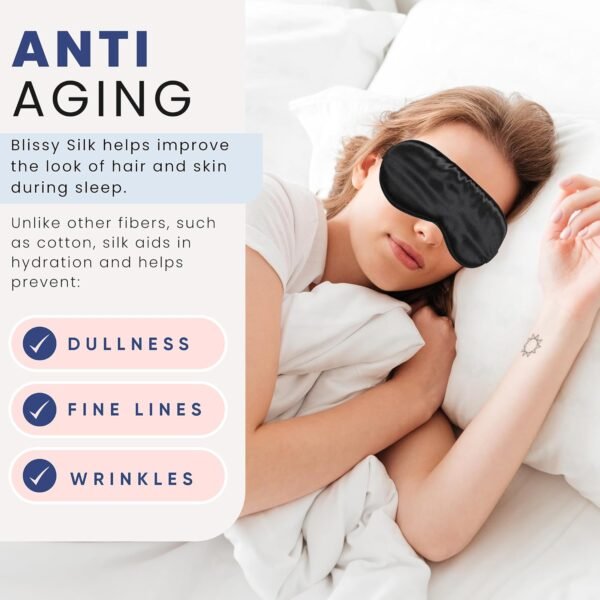 Blissy Silk Sleep Mask - Silk Eye Sleeping Mask for Women & Men for Total Blackout - Silk Eye Mask - 100% Pure Mulberry Silk, 22 Momme 6a Fibers - Blindfold Silk Sleep Mask Side Sleeper Eye Cover - Image 6