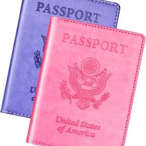 Herain Passport Holder for Travel 2 Pcs, Passport Cover Wallet Case Women Men Family Travel Cruise Ship Essentials, Passport Book Holders Travel Gifts Vacation Must Haves