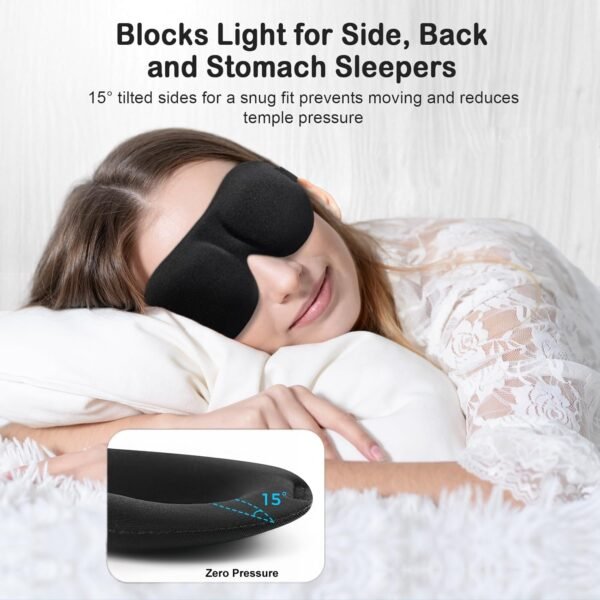 YIVIEW Sleep Mask for Back and Side Sleeper Pack of 3, 100% Light Blocking 3D Eye Masks for Sleeping, Lightweight & Breathable Eye Cover for Women Men, Zero Pressure Night Blindfold - Image 3