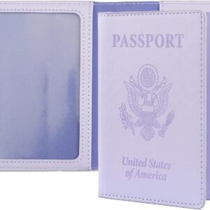 Passport Holder, Passport Holder Women, Passport Covers Travel Must Haves, Travel Passport Wallet for Men, 1 Pack Passport Case Passport Protector for Travel Airport Essentials, Light Purple