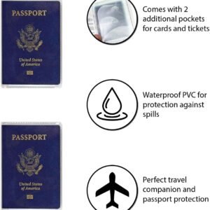 Millennial Essentials unisex-adult Waterproof Clear Passport Cover Plastic Passport Protector Vinyl ID Card Protector Case Holder Travel Pack of 6,