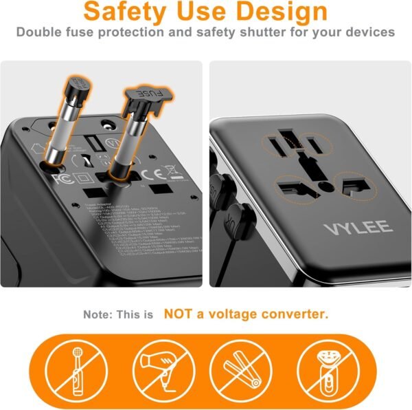Universal Travel Adapter, PD100W GaN International Power Adapter with 3 USB C and 1 USB A Charging Ports, All in One Power Outlet, Worldwide Plug Adapter for US to European Europe UK AUS Ireland - Image 7