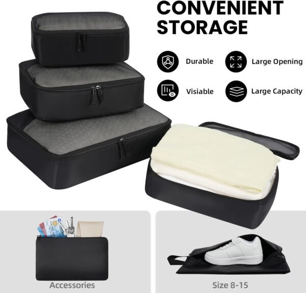 BAGAIL 8 Set/9 Set Packing Cubes Luggage Packing Organizer for Travel, Suitcase Packing Bags for Travel Accessories - Image 5