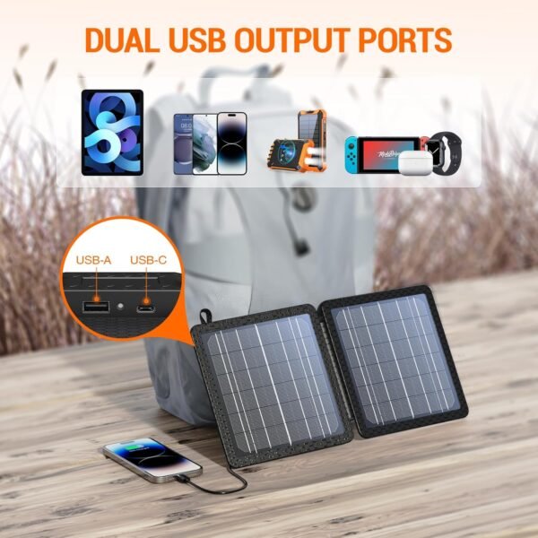 GOODaaa 10W Portable Solar Charger with Dual USB Outputs Super Handy Foldable Size 24% High Conversion Efficiency Solar Panels, Waterproof & Dustproof & Shockproof, Wide Compatibility - Image 4