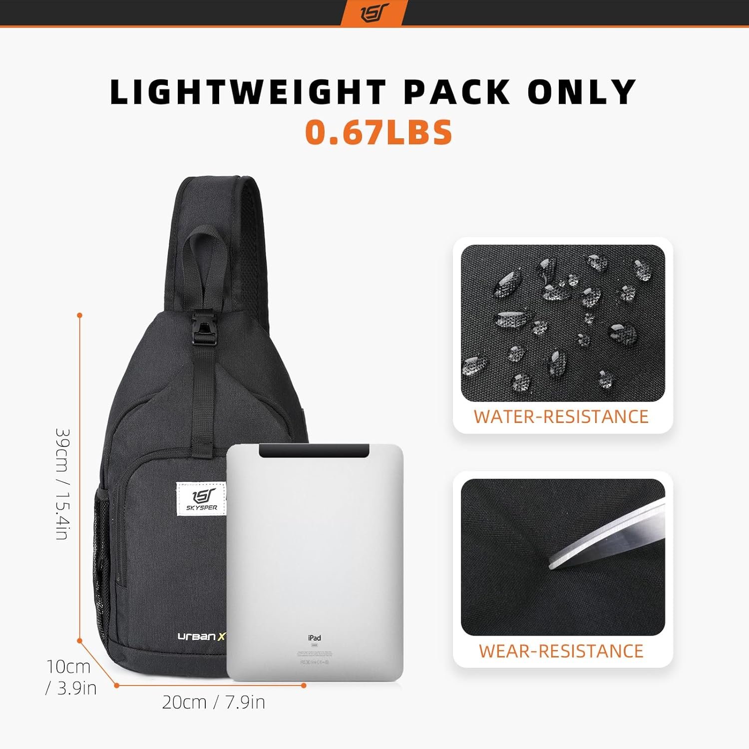 SKYSPER Sling Bag RFID Crossbody Sling Backpack Cross Body Shoulder Bag Travel Hiking Daypack for Women Men - Image 5