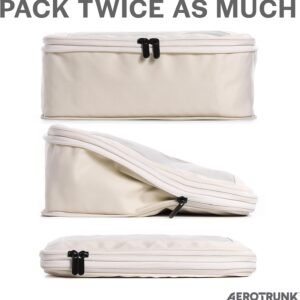 Compression Packing Cubes for Travel – Luggage Organizer Bags – Double Zipper Packing Cubes for Suitcases (6-Pack, Beige)