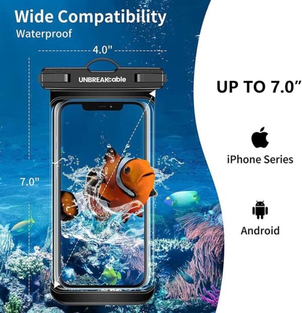 UNBREAKcable Waterproof Phone Pouch-2 Pack IPX8 Waterproof Phone Case for iPhone 16 15 14 13 12 11 Pro Max & Samsung S25 S24 S23-Dry Bag & Travel Essentials for Beach, Pool, Kayak & Cruise-7" Black - Image 5