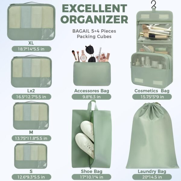 BAGAIL 9 Set Packing Cubes Luggage Packing Organizers for Travel Accessories - Image 4