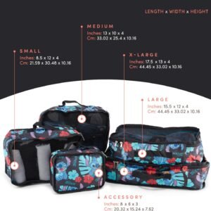 Disney Minnie Mickey Stitch Packing Cubes – Winnie the Pooh, Princess Cinderella, Cars, Toy Story 5 Piece Packing Cubes Compression – Travel Essential – Luggage Suitcase Organizer Set