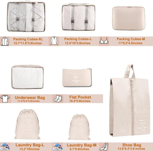 Packing Cubes for Travel - 8 Set Luggage Organizer Bags for Family, Mesh Breathable Travel Packing Cubes for Suitcases Durable Travel Essentials Bags Set - Image 3