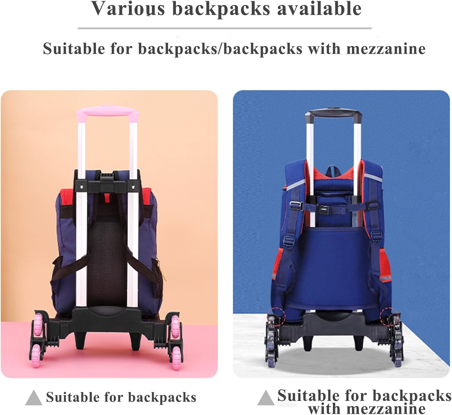 Backpack Trolley Wheeled Cart- Foldable Aluminium Alloy Hand Truck with 3 Wheels and Luggage Strap for Backpacks and Travel Luggage,Backpack Cart with Edge Guard Base,Rolling Backpack Dolly - Image 8