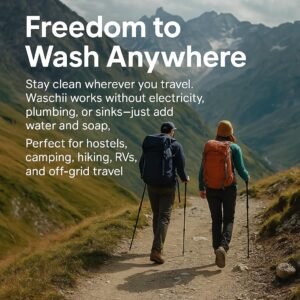 Waschii Pocket-Sized Portable Washing Machine for Camping, Hostels & Vanlife – Compact, Leakproof, Eco-Friendly – No Power or Sink Needed