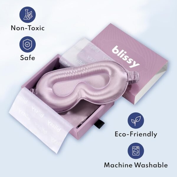 Blissy Silk Sleep Mask Profile - 100% Pure Mulberry Silk 22 Momme 6A Fibers Silk Eye Sleeping Mask for Women & Men for Total Blackout - Blindfold Silk Sleep Mask Side Sleeper Eye Cover (Lavender) - Image 6