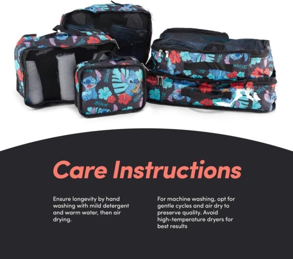 Disney Minnie Mickey Stitch Packing Cubes - Winnie the Pooh, Princess Cinderella, Cars, Toy Story 5 Piece Packing Cubes Compression - Travel Essential - Luggage Suitcase Organizer Set - Image 7
