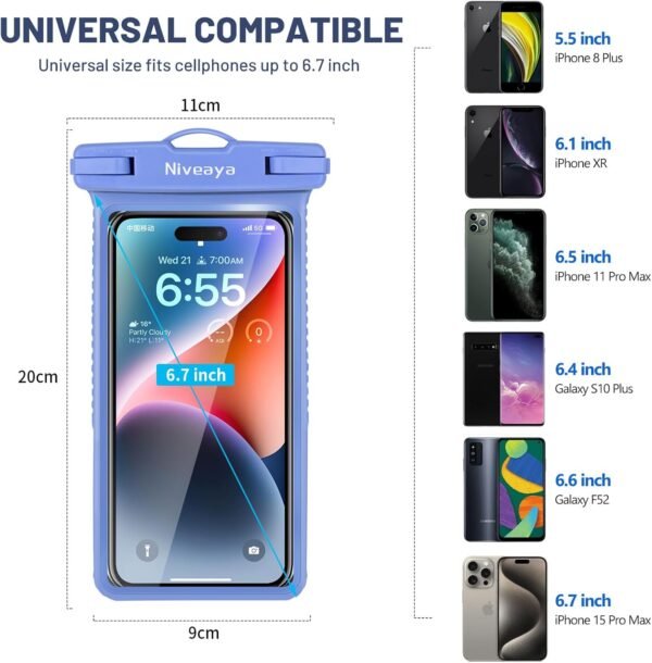 Niveaya Waterproof Phone Pouch, Waterproof Phone Case Compatible for iPhone 16 15 14 13 12 Pro Max Up to 7", Cruise Ship Essentials Must Haves Dry Bag for Vacation Beach Travel Kayak Accessories - Image 4