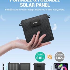 BLAVOR 10W Portable Solar Charger(5V/2A Max), Small Foldable Solar Panel with USB-C USB-A Outputs Compatible with Cell Phone Tablet, IPX4 Waterproof for Camping, Hiking, Backpacking