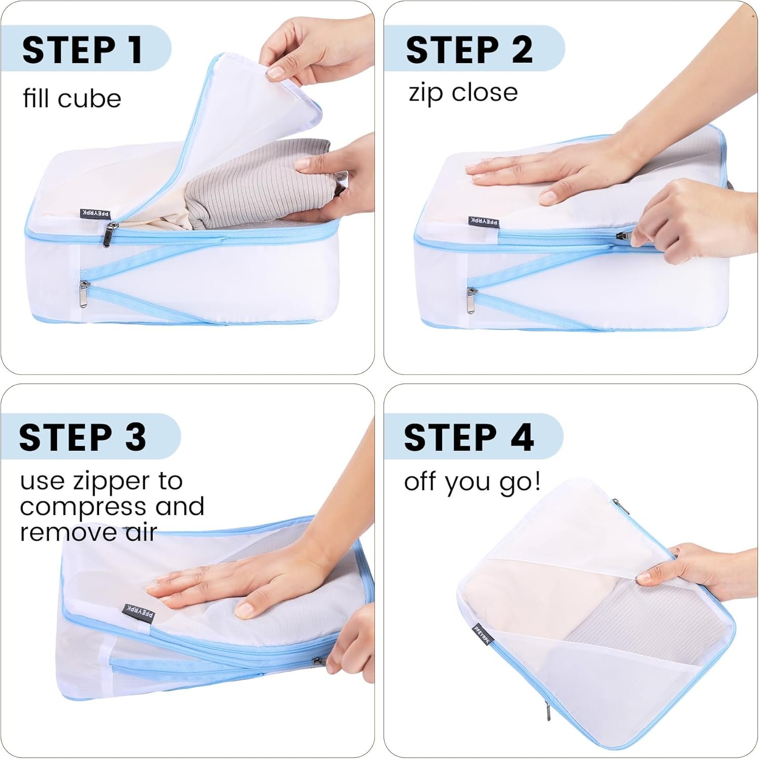 Compression Packing Cubes Set of 6, Travel Luggage Organizer for Suitcase, Packing Organizers for Travel Accessories, Breathable See Through Mesh, Durable Lightweight with Shoe Bags - Image 3