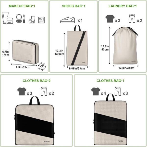 Compression Packing Cubes for Suitcases, UNTIFUL 6 Set Travel Organizer Cubes for Travel Essentials - Image 6