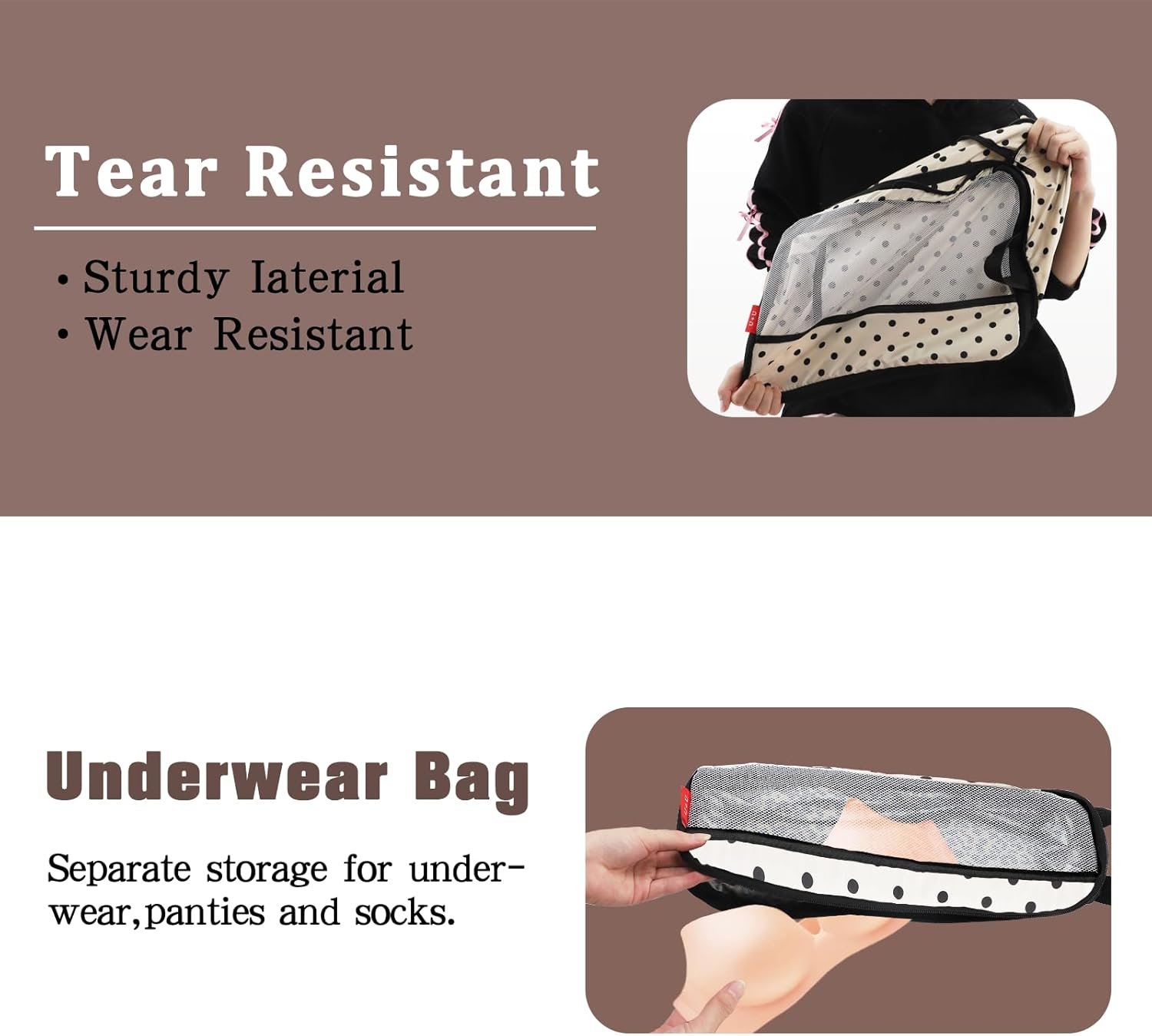 U+U 4 Set Compression Packing Cubes - Ultralight Travel Organizers with Laundry Bag, Space-Saving Suitcase Organizer, Expandable Packing Cubes for Travel, Business Trip and Family Vacation (Polka Dot) - Image 5