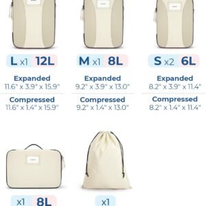 BAGSMART Compression Packing Cubes, 6 PCS Packing Cubes for Suitcases, Travel Bags Organizer for Luggage, Lightweight Packing Cube for Travel Essentials