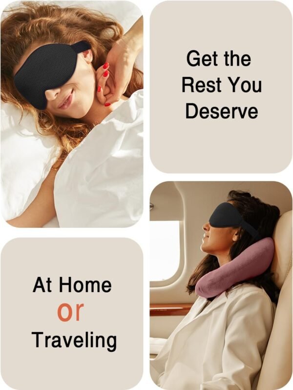 Sleep Mask for Side Sleeper, Eye Mask for Sleeping Women Men, 3D Contoured Cup No Eye Pressure 100% Light Blocking Sleeping Mask with Adjustable Strap Night Blindfold Flight, Travel, Nap, Black - Image 7