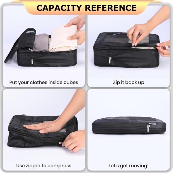 Ultralight Compression Packing Cubes Travel for Suitcases ，Compressible Mesh Packing Cubes for Travel Women Packing Organizers 4 Set - Image 3