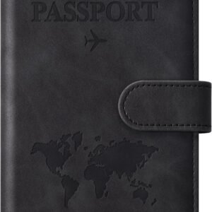 Eoehro Passport Holder for Travel Essentials, Passport Wallet Cover Case for Travel Must Haves Accessories,Passport Book Holders for Women and Men(black)