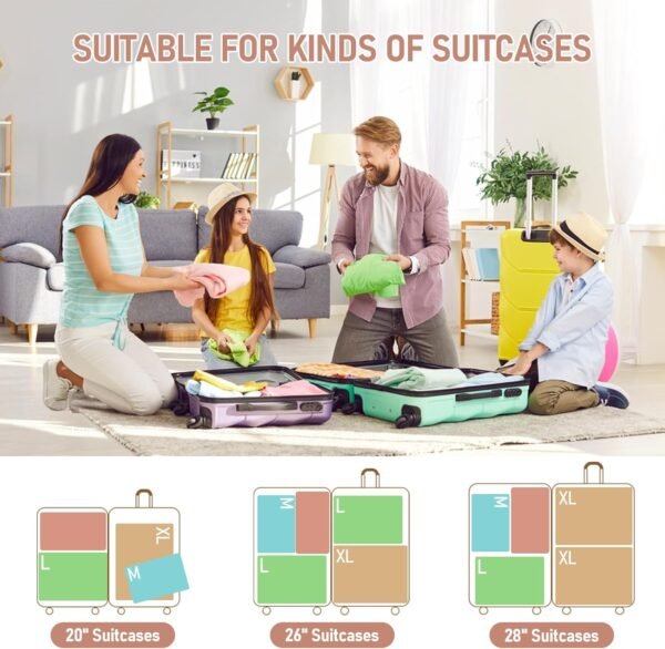 4-Piece Packing Cube Set - Lightweight Luggage Organizers for Travel, Vacation and Suitcases - Durable Accessories with Compression - Image 6